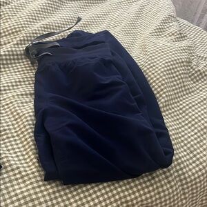 figs high waisted livingston scrubs navy blue large